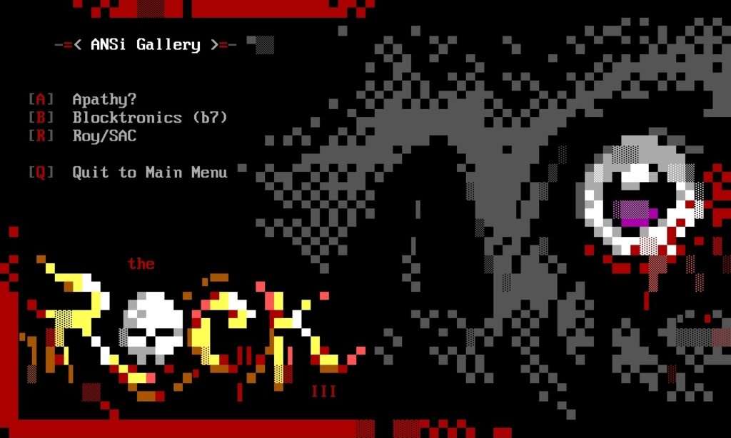 The ROCK ANSI Gallery ANSI screen