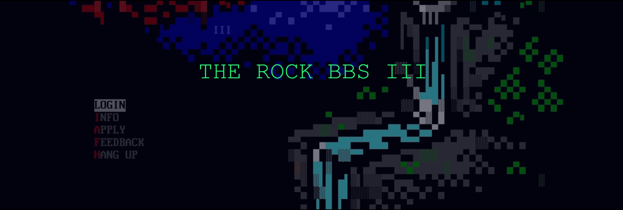 The ROCK BBS III ANSI welcome screen